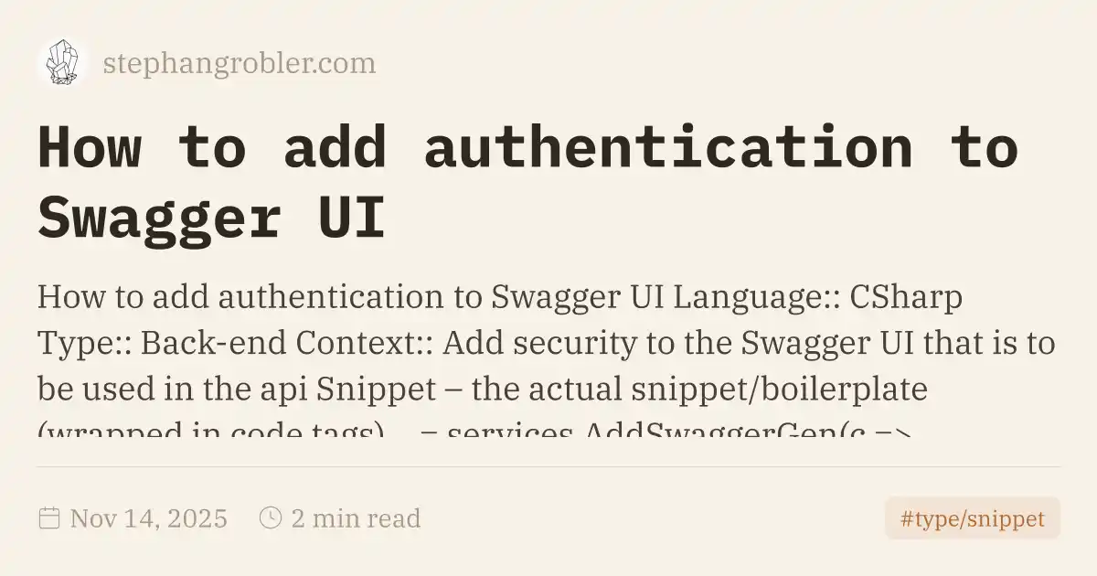 How to add authentication to Swagger UI